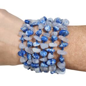 VTG 925 STERLING SAJEN MULTI STRAND LAPIS LAZULI BLUE BRACELET COASTAL NAUTICAL